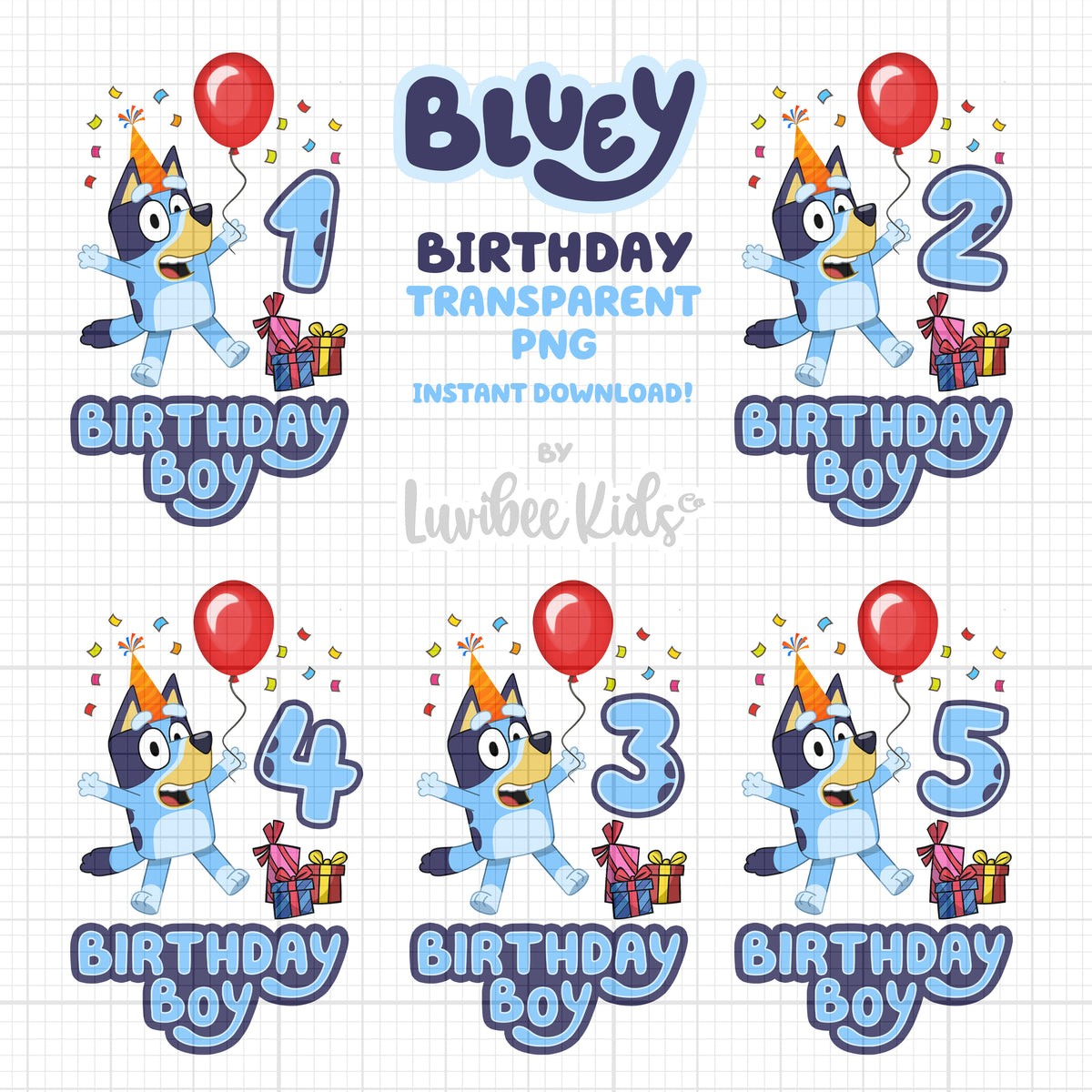 Bluey Inspired Birthday Boy Iron On Design with Age - Digital File PNG –  LuvibeeKidsCo