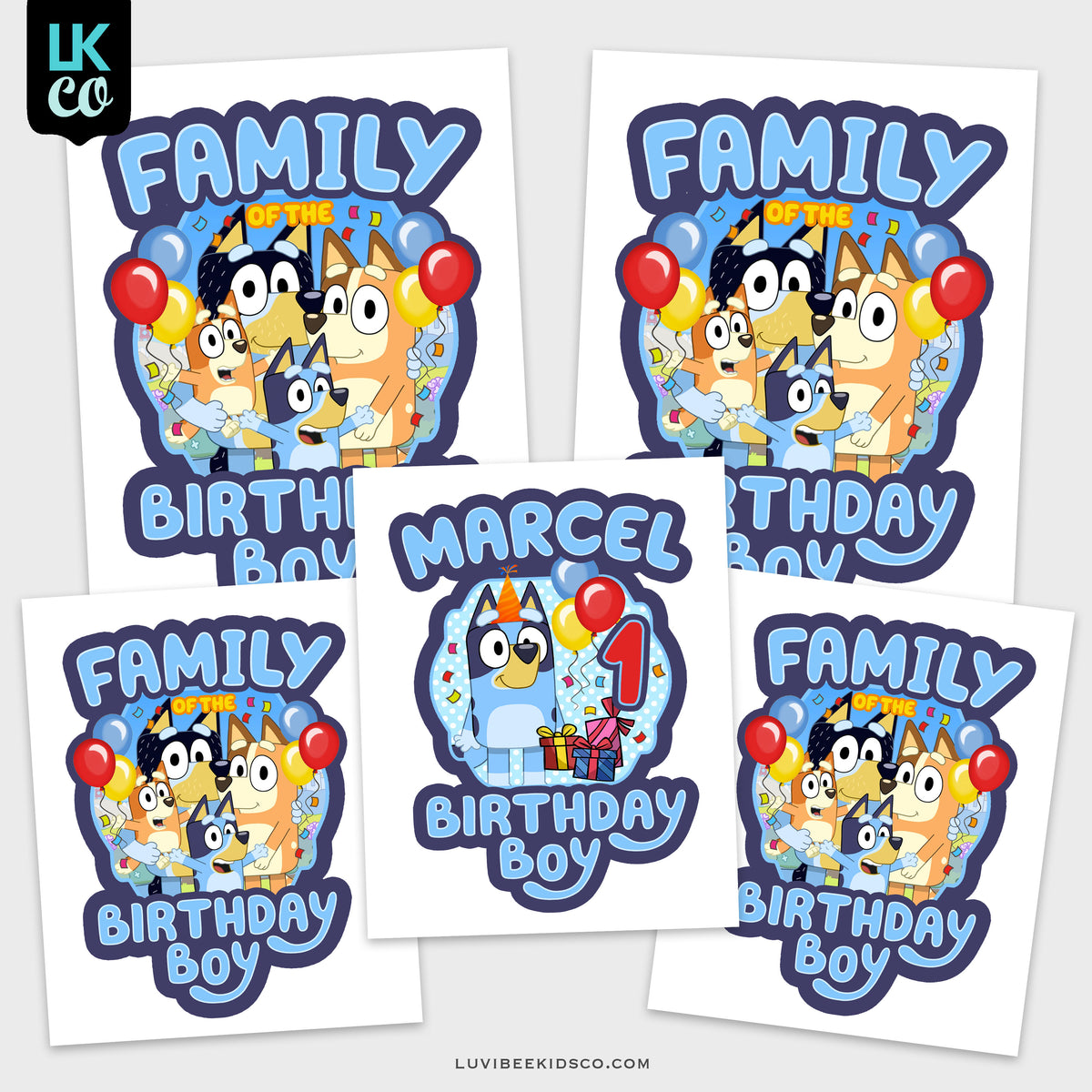 Bluey Iron On Designs - Family of the Birthday Boy - Family Pack –  LuvibeeKidsCo