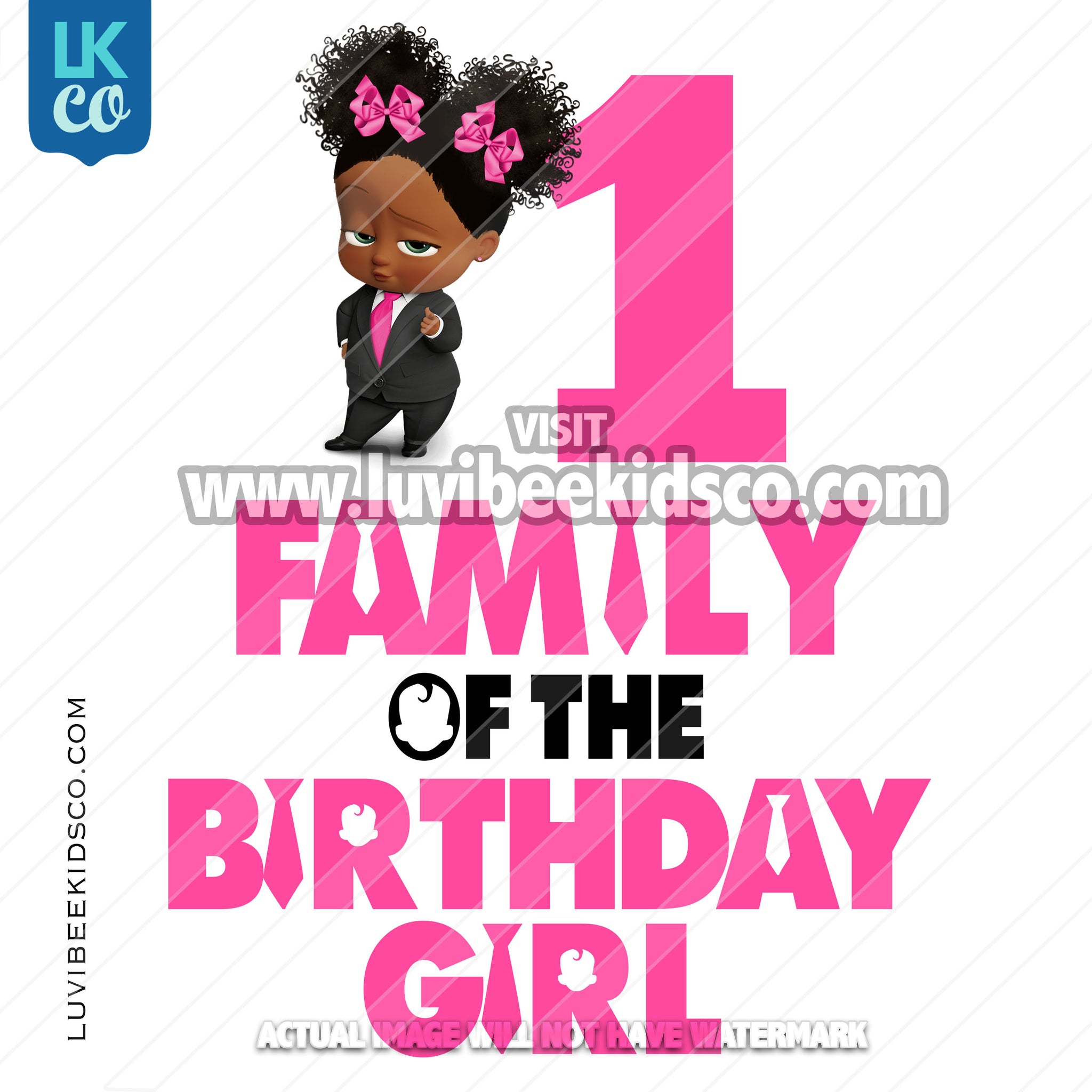 Boss Baby Iron On Transfer | Family of the Birthday Girl - Afro Puffs