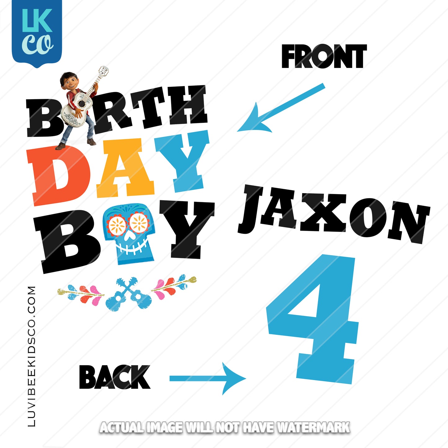 Coco Iron On Transfer | Birthday Boy Front & Back Design - DIGITAL FILE ONLY - LuvibeeKidsCo