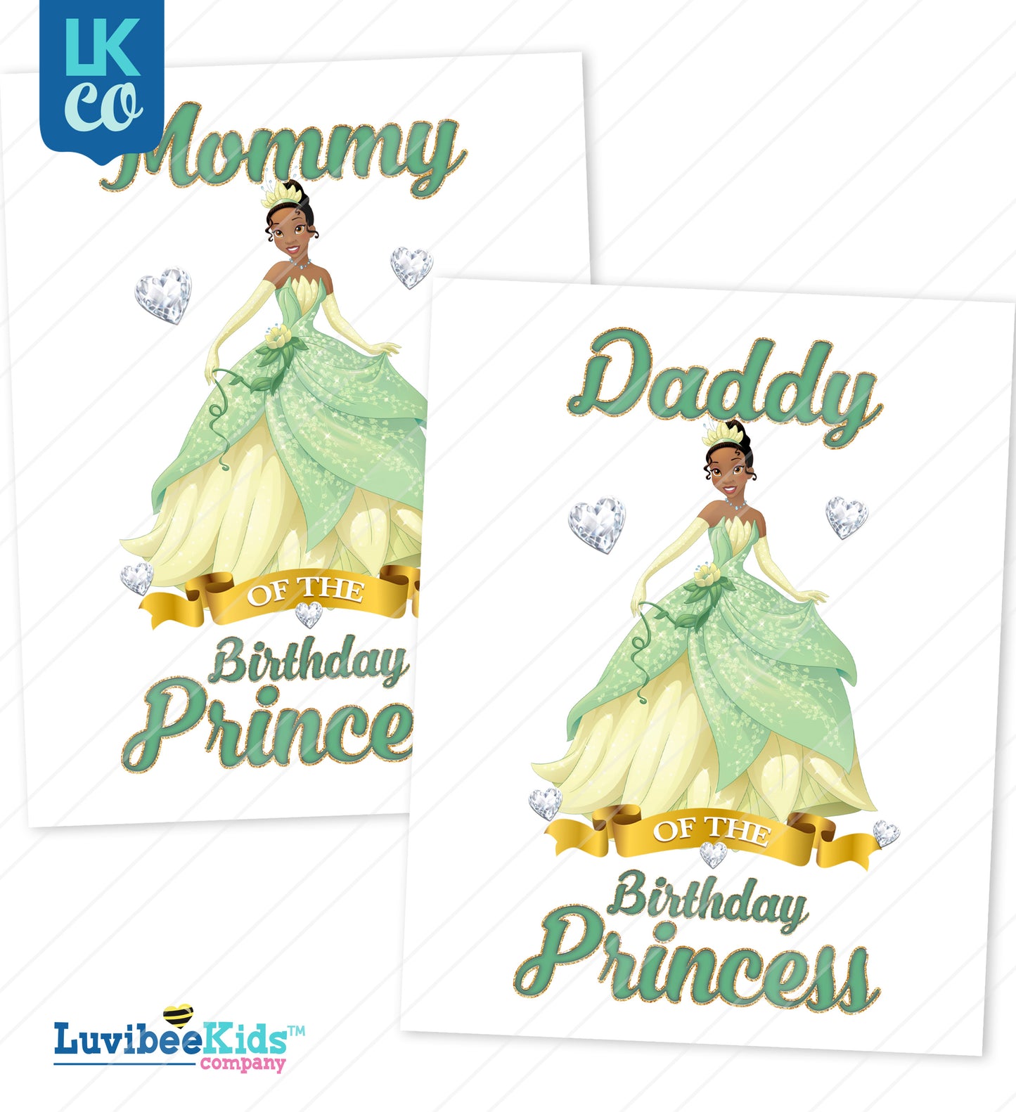 Princess Tiana Heat Transfer Designs - Mommy & Daddy of the Birthday Princess - LuvibeeKidsCo