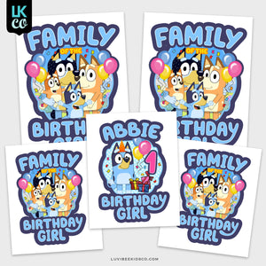 Bluey Iron On Designs - Family of the Birthday Girl - Family Pack