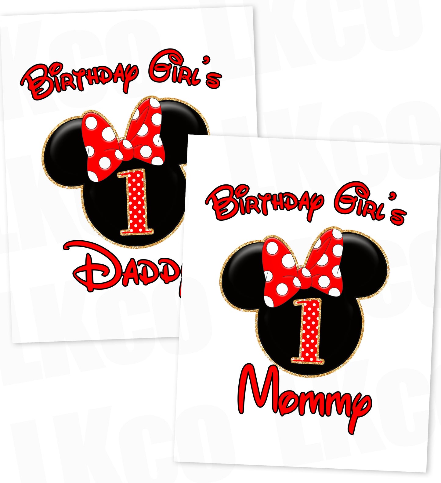Minnie Mouse Iron On Transfer | Red & Black | Mom & Dad of the Birthday Girl Set - LuvibeeKidsCo
