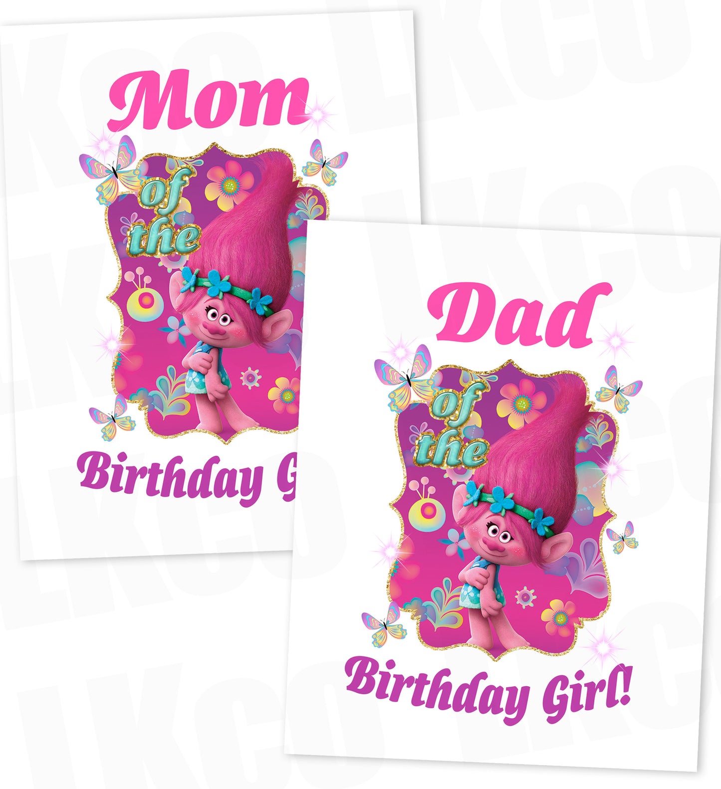 Trolls Poppy Iron On Transfer | Mom & Dad of the Birthday Girl Set - LuvibeeKidsCo