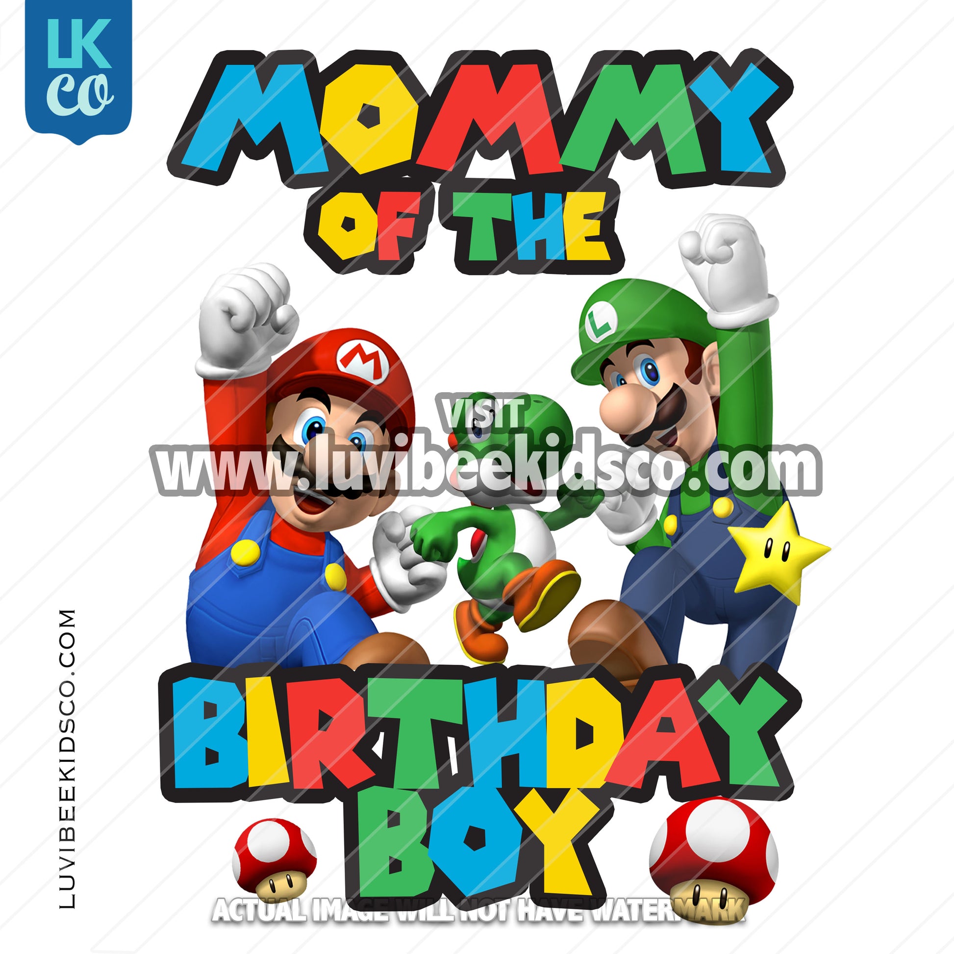Super Mario Bros Iron On Transfer - Mommy of the Birthday Boy - Multi-Colored - LuvibeeKidsCo