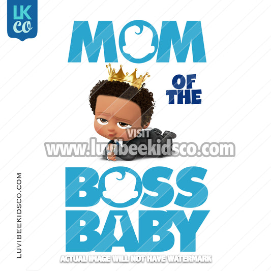 Boss Baby Iron On Transfer | Mom of the Boss Baby - Afro Boy with Crown - LuvibeeKidsCo