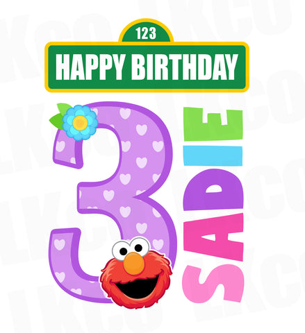 Sesame Street Iron On Birthday Shirt Design | Elmo Happy Birthday Girl - LuvibeeKidsCo