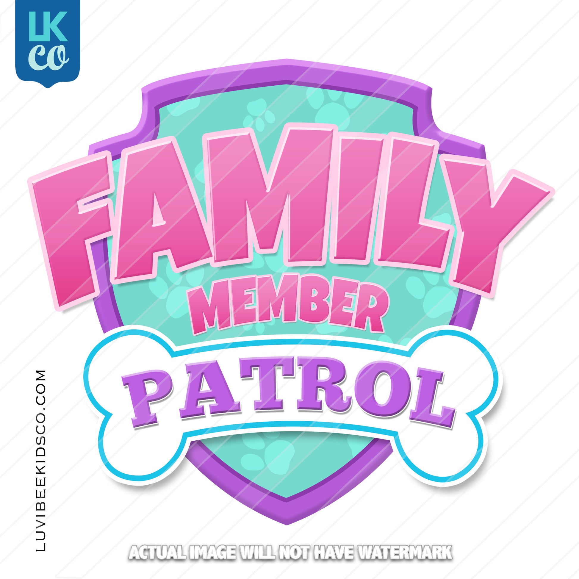 Paw Patrol Iron On Transfer - Patrol Pink | Add Family Members - LuvibeeKidsCo