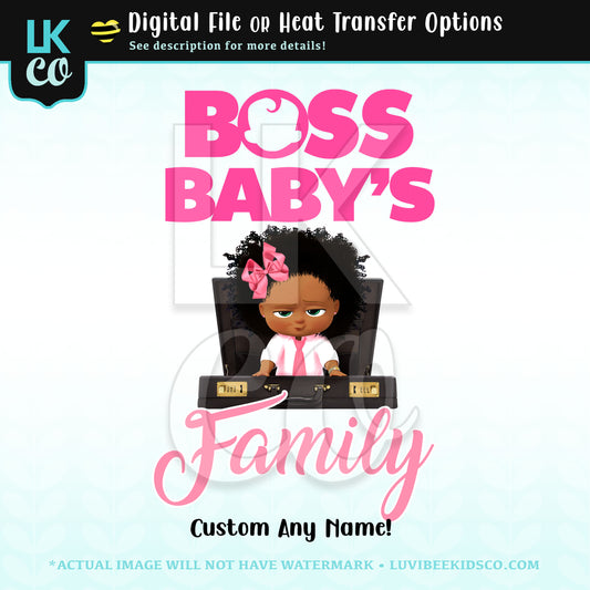 Boss Baby Iron On Transfer Design | Family of the Birthday Boss - Afro Girl - Briefcase - Style 2