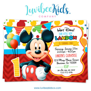Mickey Mouse Birthday Invitation - Printable Invite - Style #01 - LuvibeeKidsCo
