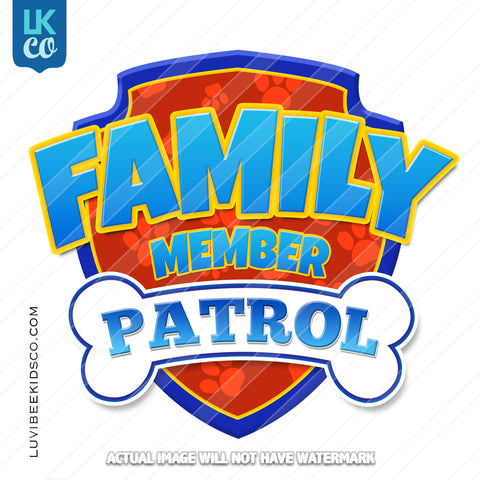 Paw Patrol Iron On Transfer - Patrol | Add Family Members - LuvibeeKidsCo