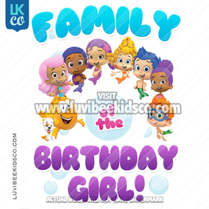 Bubble Guppies Iron On Transfer | Add Family Members | Birthday Girl Blue