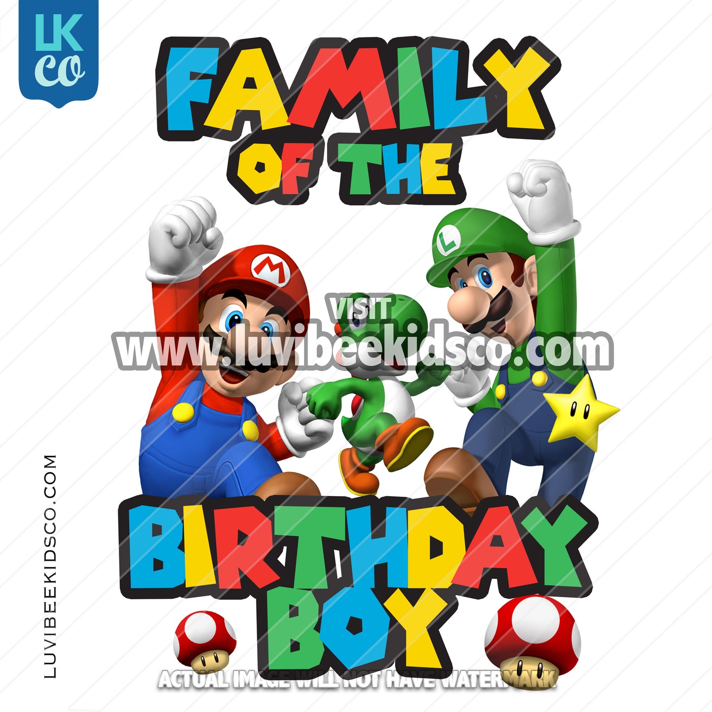 Super Mario Bros Iron On Transfer - Add Family Members - Multi-Colored - LuvibeeKidsCo