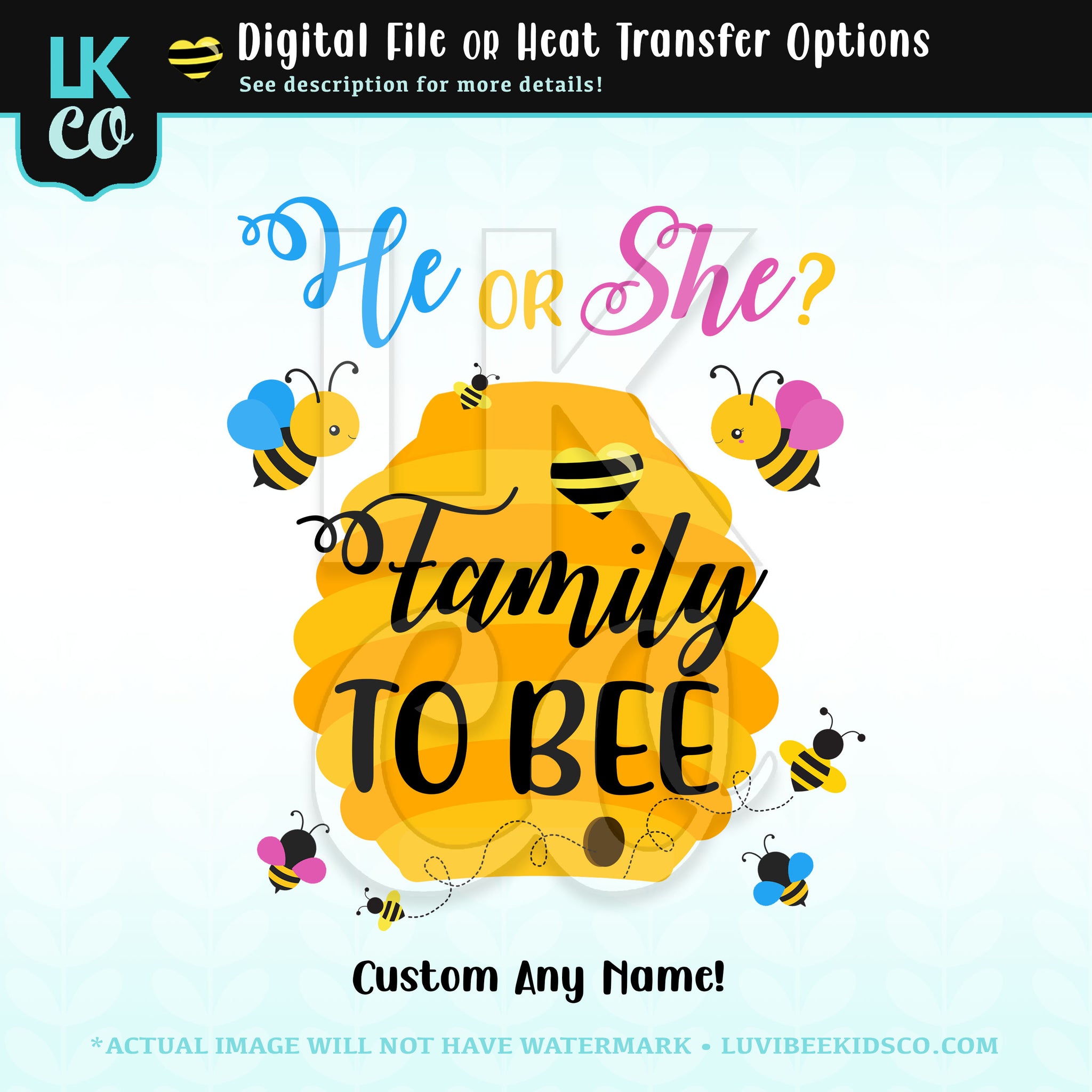Family to Bee Bumble Bee Baby Shower Gender Reveal Design - Add Family Members