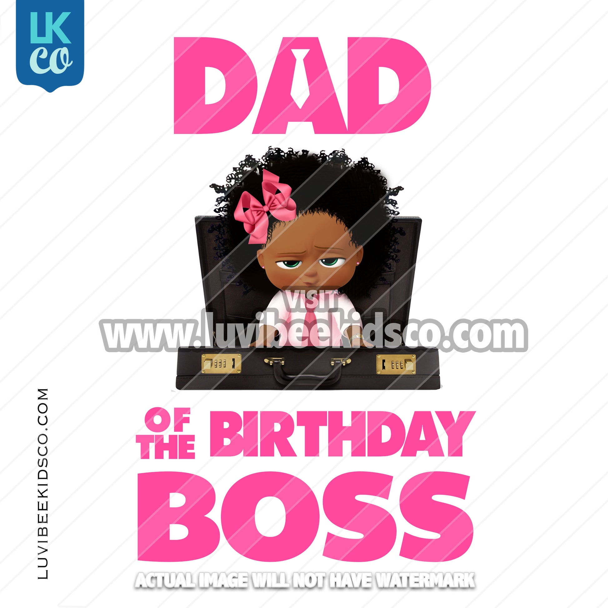 Boss Baby Iron On Transfer | Dad of the Birthday Boss - Afro Girl - Briefcase - LuvibeeKidsCo