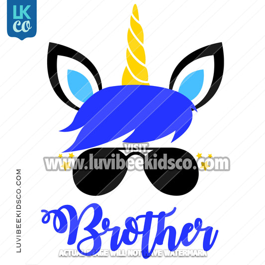 Unicorn Iron On Transfer | Blue - Brother - LuvibeeKidsCo
