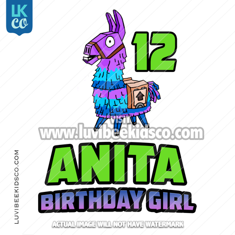 Fortnite Heat Transfer Design | Llama - Birthday Girl