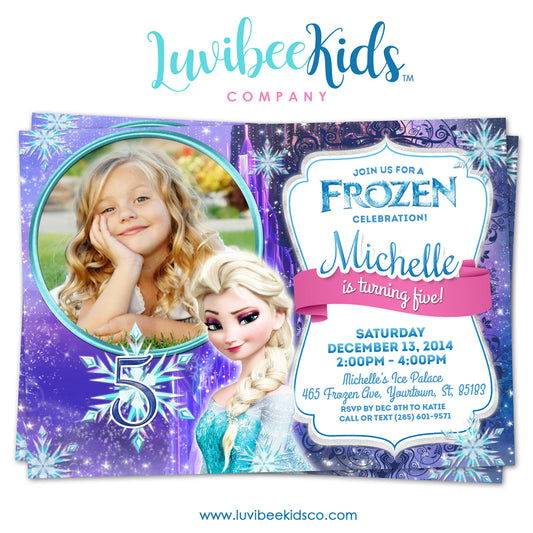 Frozen Birthday Invitation | Frozen Elsa with Photo - LuvibeeKidsCo