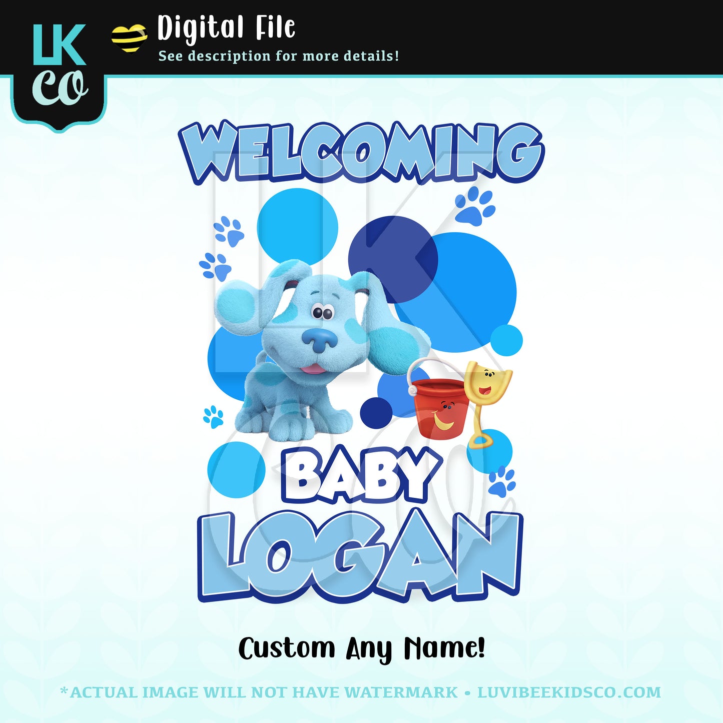 Blues Clues Digital File [12-24hr email] for Baby Shower - Any Name