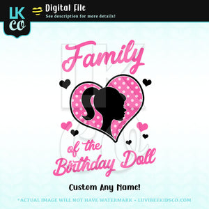Barbie Digital File [12-24hr email] for Birthdays and Events - Add Family Members - Hearts Birthday Doll