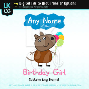 Peppa Pig Iron On Transfer | Danny Dog - Add Any Name of the Birthday Girl