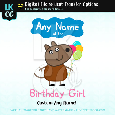 Peppa Pig Iron On Transfer | Danny Dog - Add Any Name of the Birthday Girl