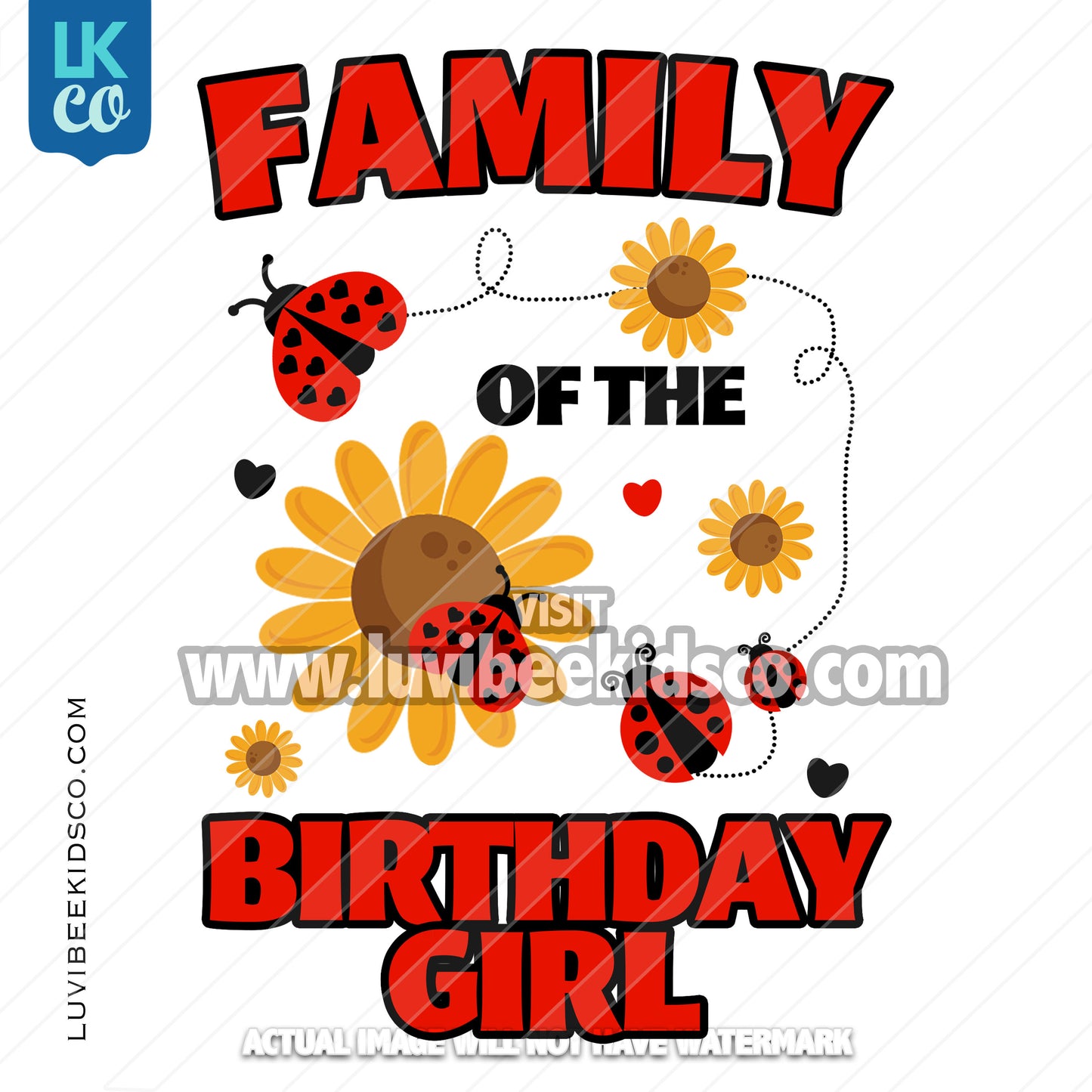 Ladybug Sunflower Heat Transfer Designs - Add Family Members - LuvibeeKidsCo