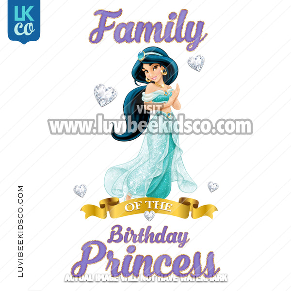 Princess Jasmine Heat Transfer Design - Add Family Members - Digital File or Printed Transfer - LuvibeeKidsCo