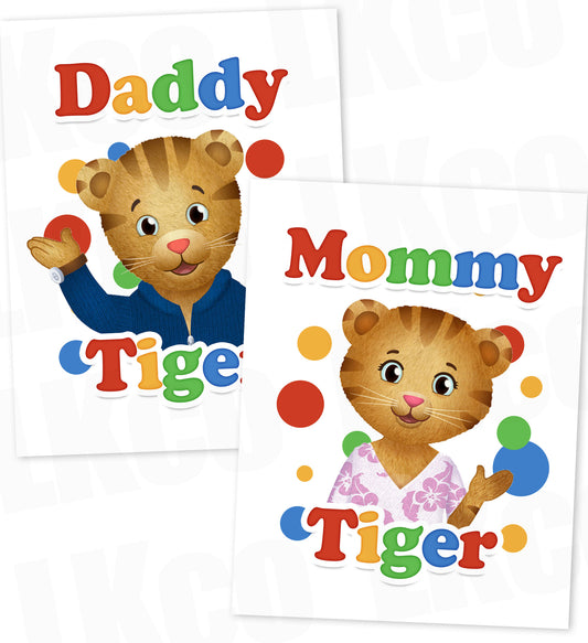 Daniel Tiger Iron On Transfers Set for Mommy & Daddy | Birthday Style #02 - LuvibeeKidsCo