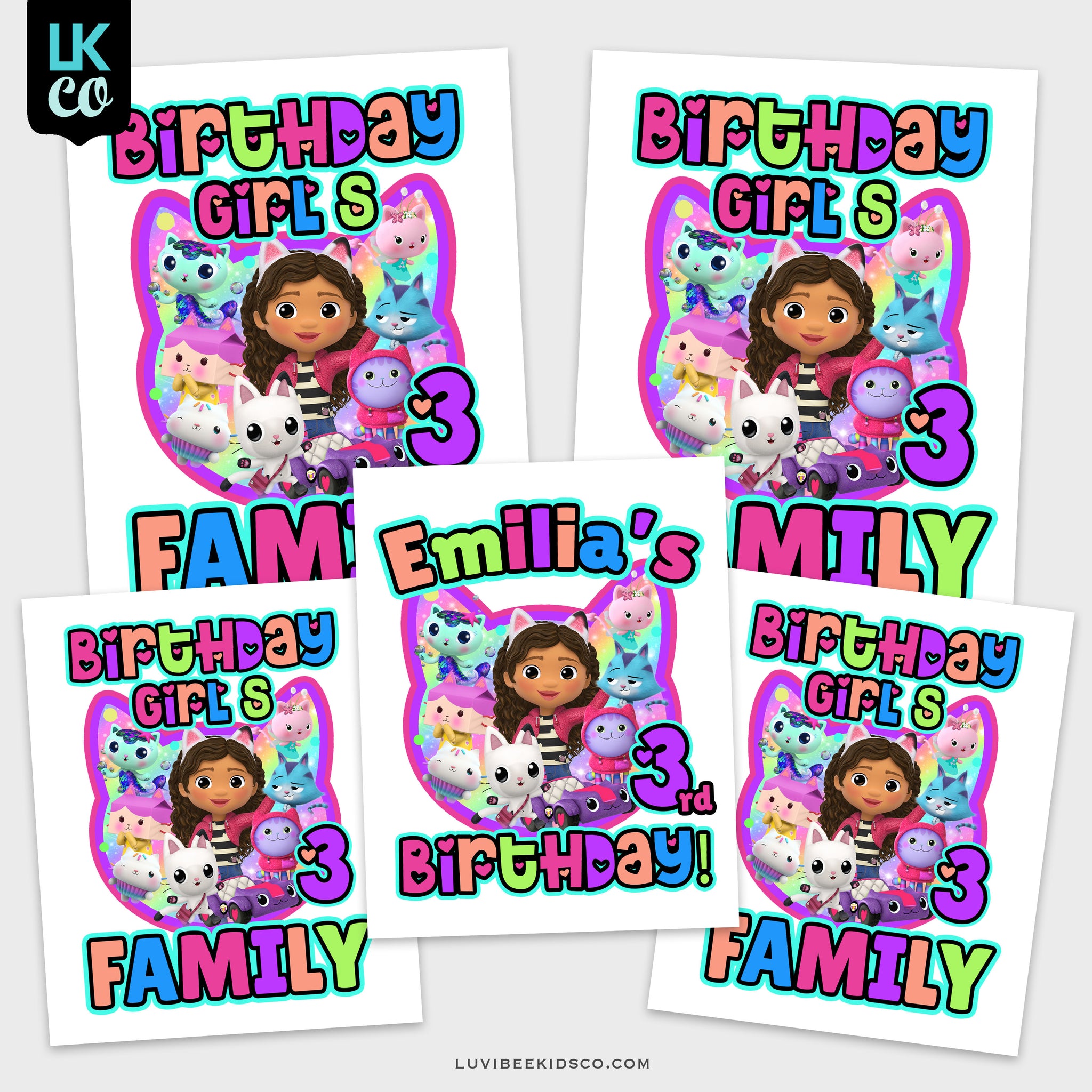 Gabby's Dollhouse Inspired Birthday Design - Colorful Friends - Family Pack