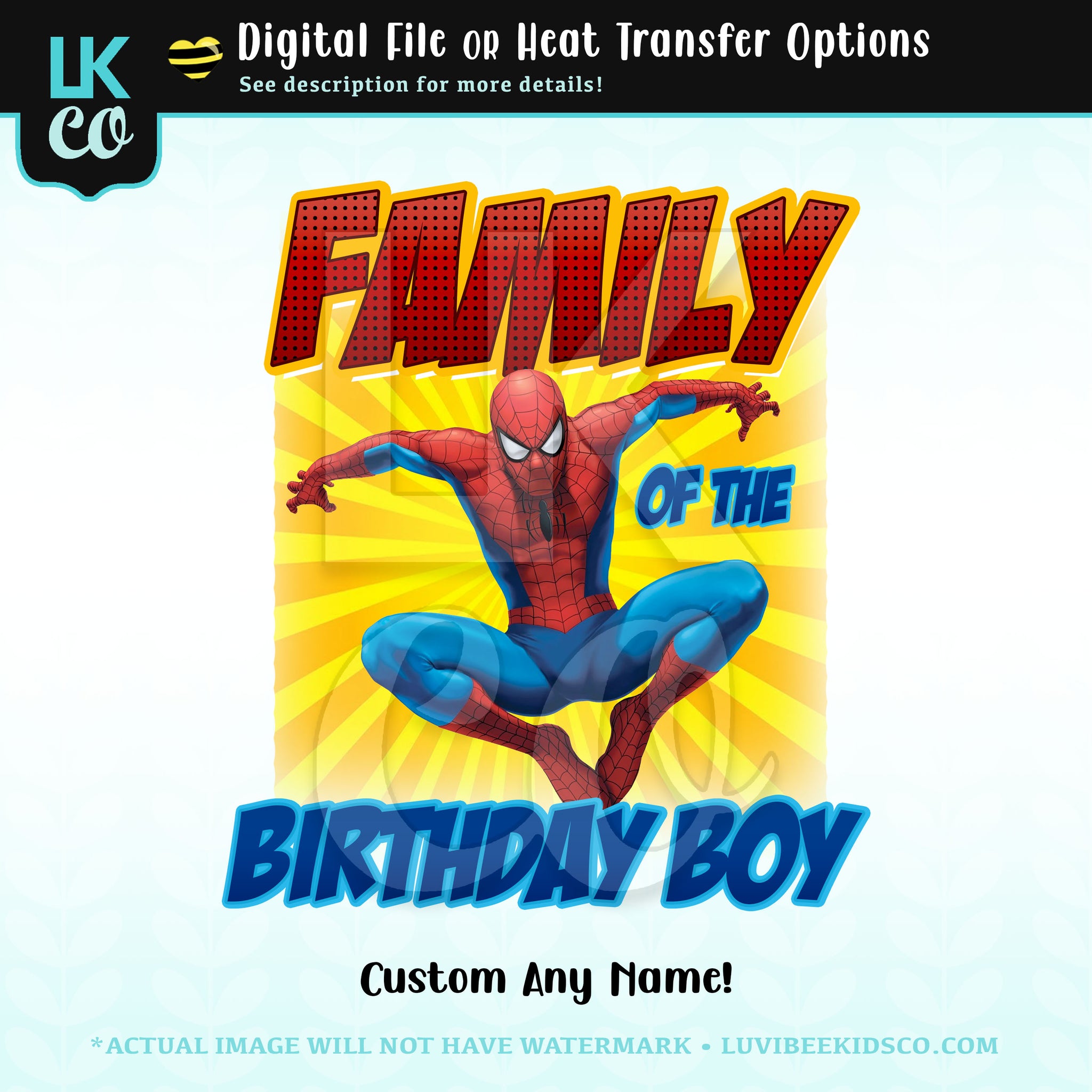 Spiderman Inspired Birthday Design Add Family Members