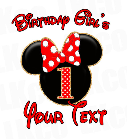 Minnie Mouse Iron On Transfer | Red & Black | Add A Family Member Name - LuvibeeKidsCo