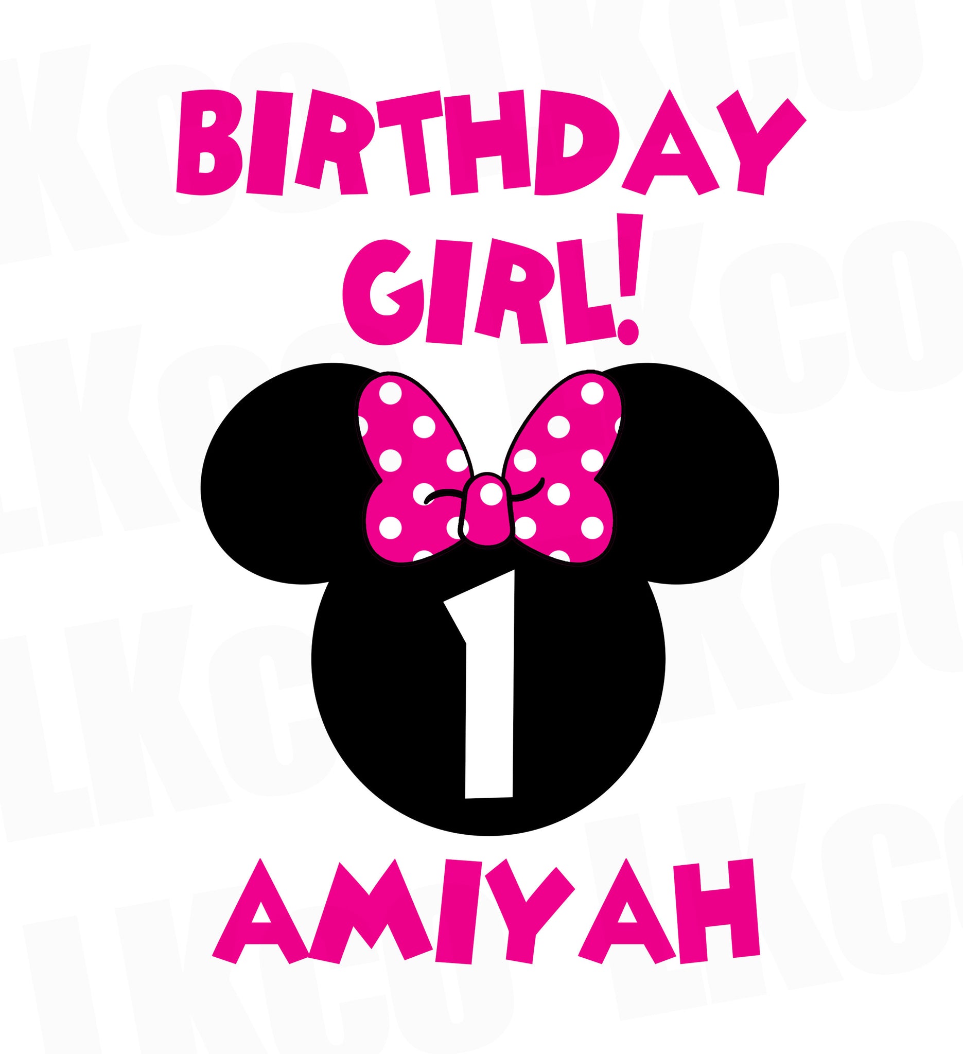 Minnie Mouse Iron On Transfer | Birthday Girl | Pink & Black Dots 02 - LuvibeeKidsCo