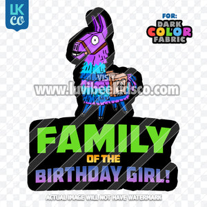 Fortnite HTV Birthday Design | Llama - Birthday Girl - Add Family Members