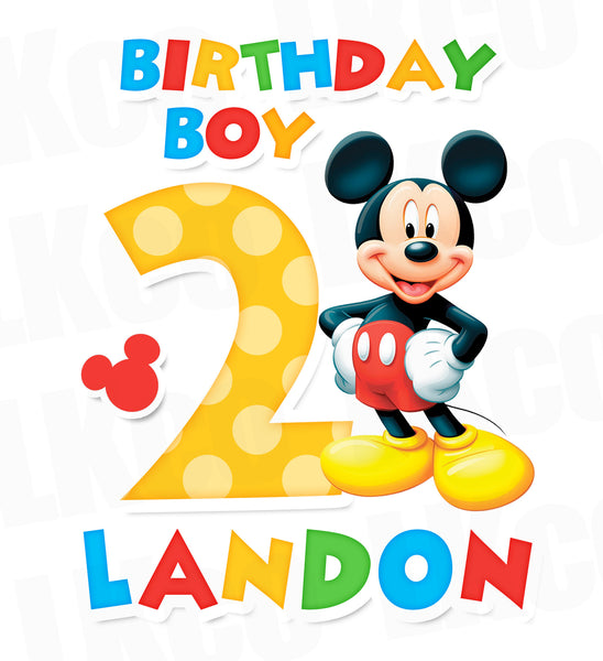 Mickey Mouse Iron On Transfer | Birthday Boy | Primary Colors - LuvibeeKidsCo
