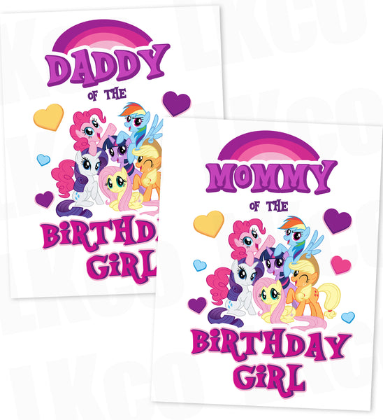 My Little Pony Birthday Shirt Transfer | Pink Mommy Daddy Set - LuvibeeKidsCo