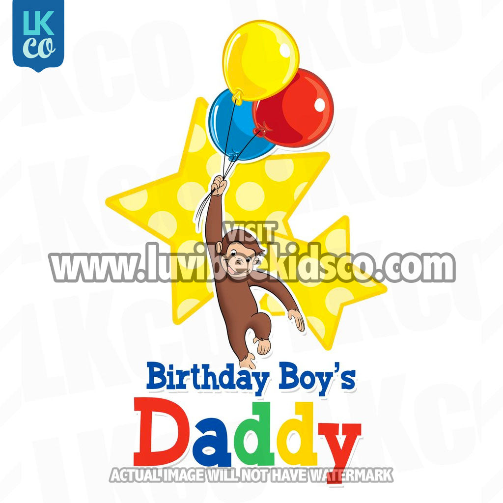 Curious George Iron On Transfer | Birthday Boy's Daddy | Primary Colors - LuvibeeKidsCo