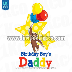 Curious George Iron On Transfer | Birthday Boy's Daddy | Primary Colors - LuvibeeKidsCo