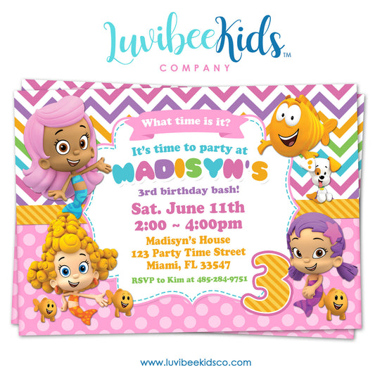 Bubble Guppies - Birthday Invitation - Rainbow Girl's Style | 002 - LuvibeeKidsCo