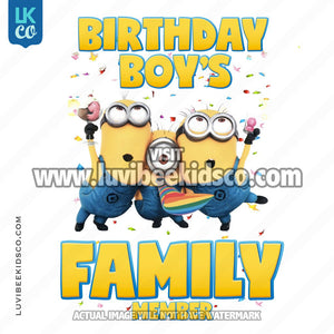 Minions Iron On Transfer | Birthday Boy | Add Family Members - LuvibeeKidsCo