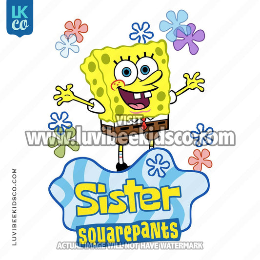 Spongebob Squarepants Iron On Transfer Design - Sister - LuvibeeKidsCo
