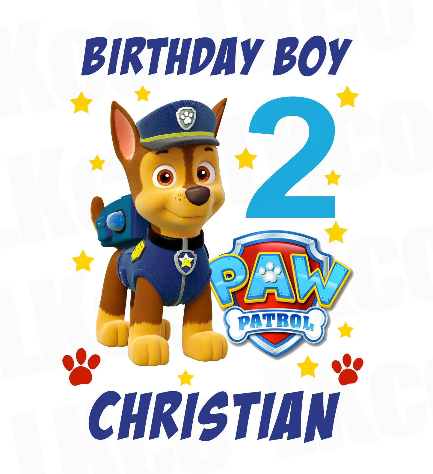 Paw Patrol Iron On Transfer - Chase Pup | Birthday Boy - LuvibeeKidsCo