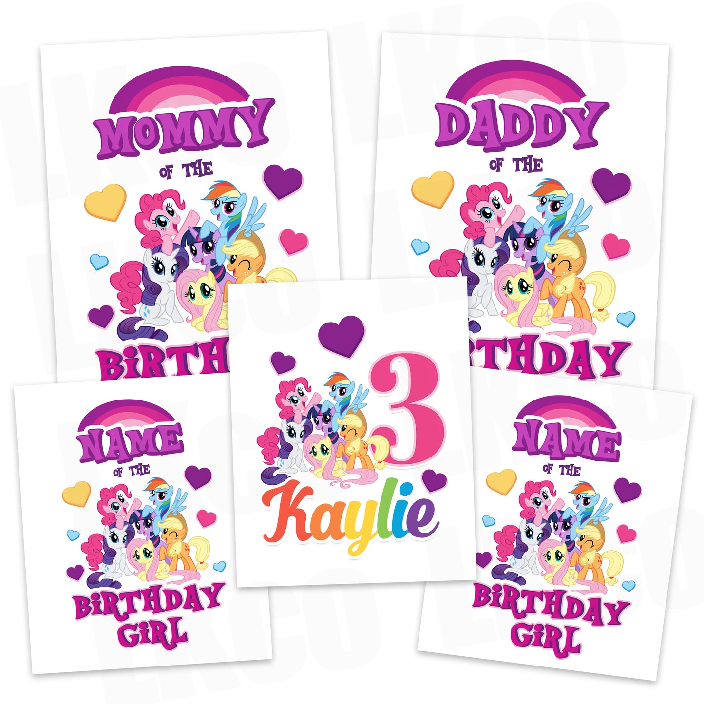 My Little Pony Iron On Transfers Family Pack | Birthday Girl Hearts - LuvibeeKidsCo