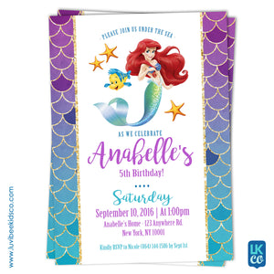 Disney Princesses | Little Mermaid Birthday Invitation - LuvibeeKidsCo