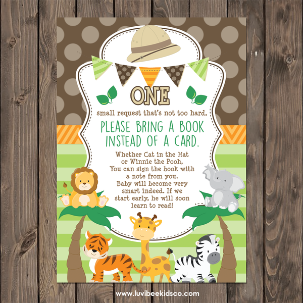 Cute Safari Animals Baby Shower Invitation Set | Book Request & Diaper Raffle - LuvibeeKidsCo