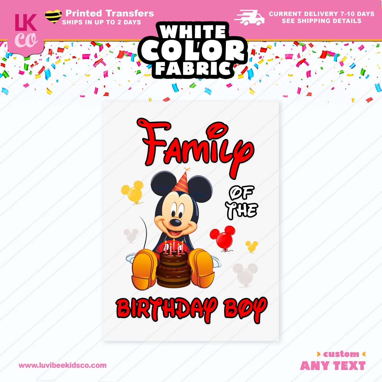Mickey Mouse Iron On Transfer Design | Cake | Add Family Members