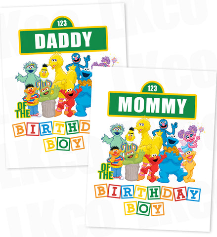 Sesame Street Birthday Iron On Transfers - Mommy & Daddy Set - Birthday Boy - LuvibeeKidsCo