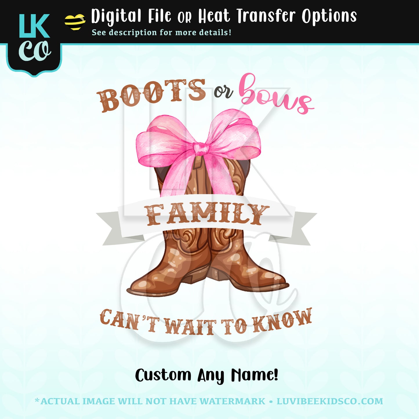 Boots or Bows Baby Shower Gender Reveal Design - Add Family Members