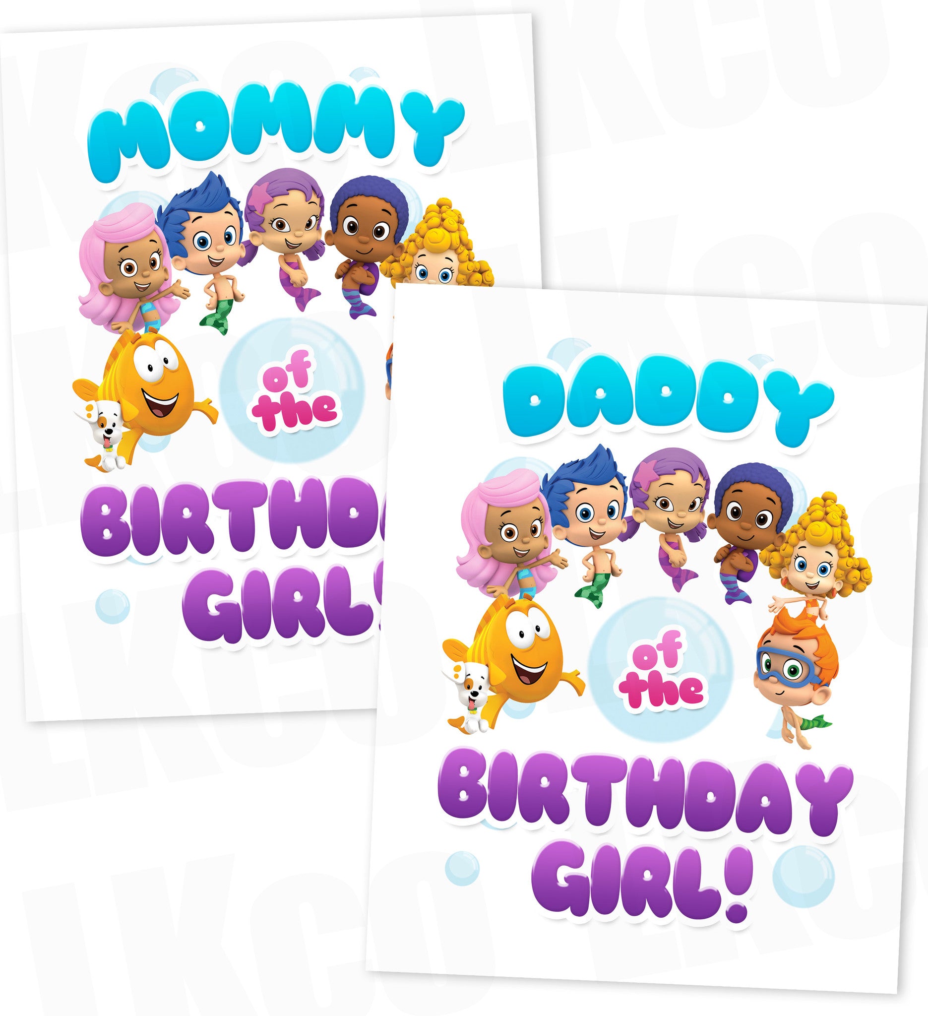 Bubble Guppies Iron On Transfer | Mommy & Daddy of the Birthday Girl Set - LuvibeeKidsCo