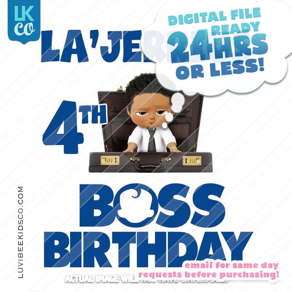Boss Baby Iron On Transfer | African American Boy | Briefcase | Boss Birthday - LuvibeeKidsCo